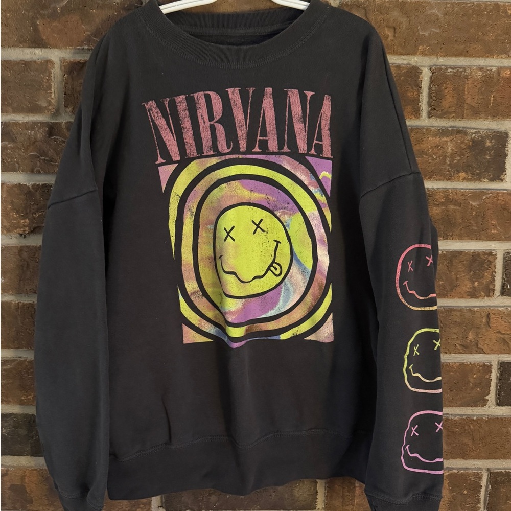 Abercrombie Kids Black Nirvana Graphic Crewneck Sweater